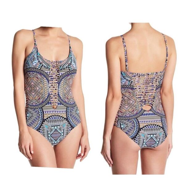 Red Carter 1 Piece Cutout Plum Multi Swimsuit One-piece Bathing Suit